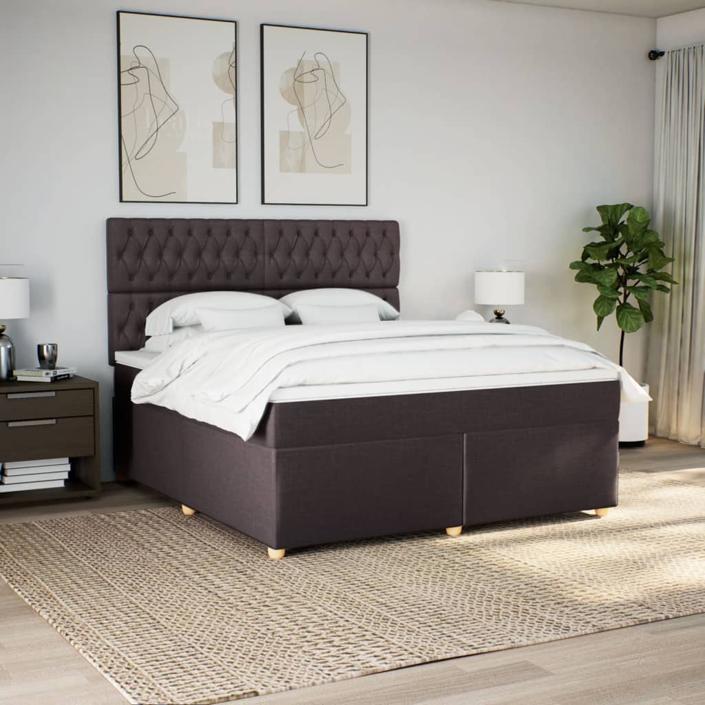 Boxspring met matras stof donkerbruin 180x200 cm is nu te koop bij PeponiXL, paradijselijk wonen!