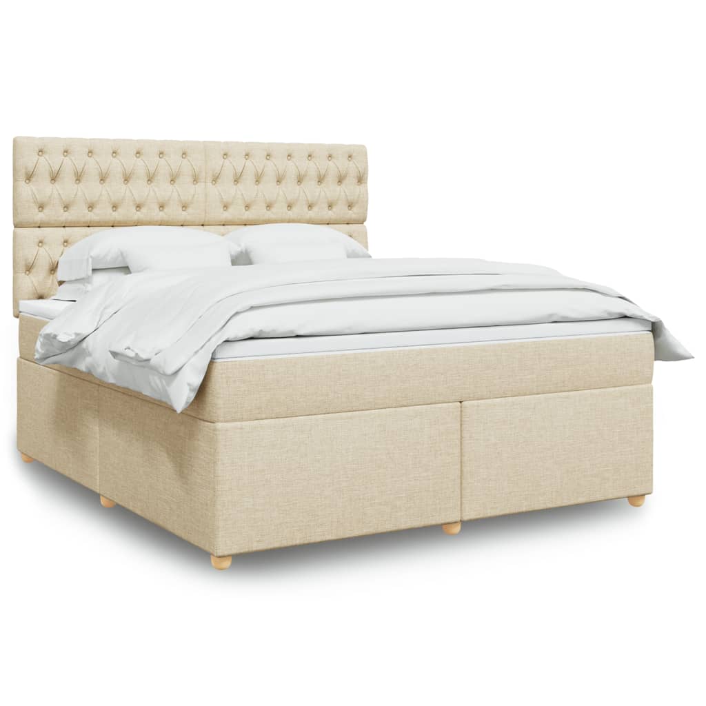 Boxspring met matras stof crèmekleurig 180x200 cm is nu te koop bij PeponiXL, paradijselijk wonen!