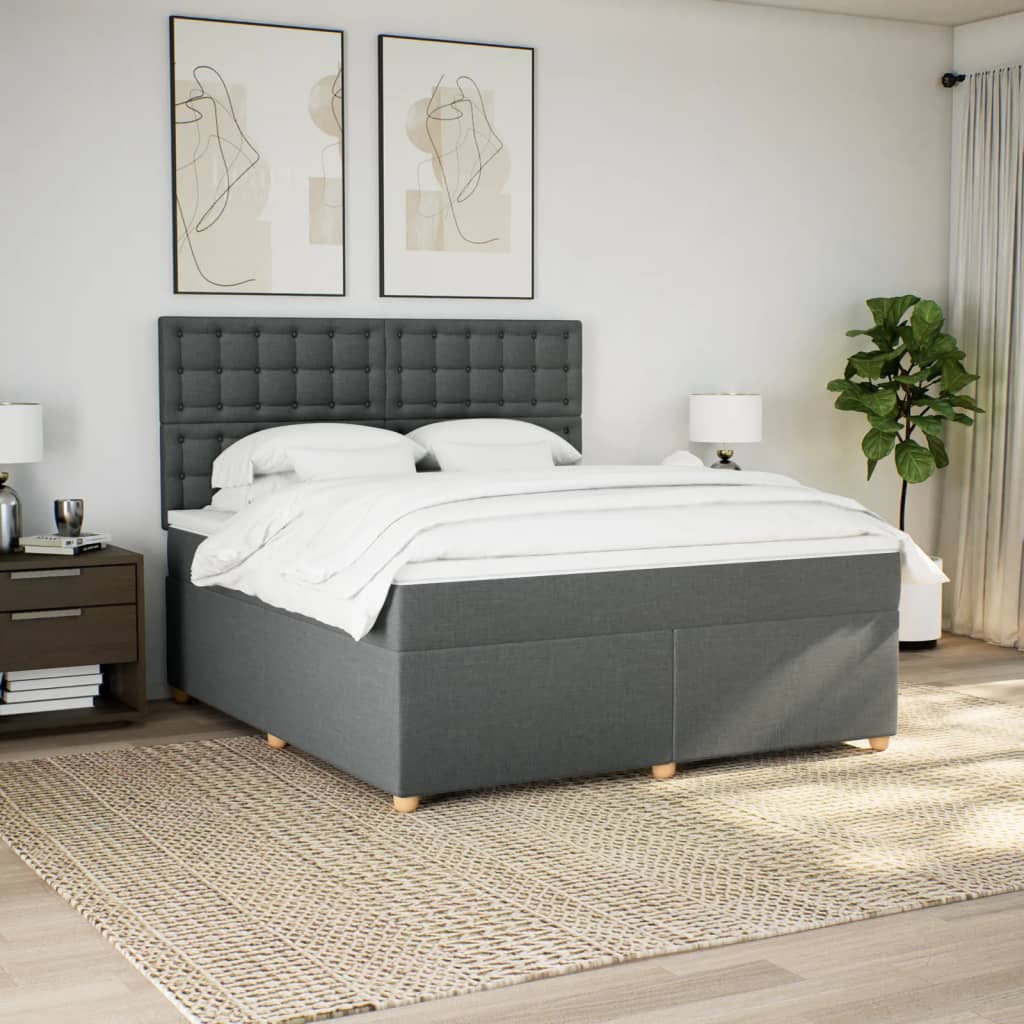 Boxspring met matras stof donkergrijs 180x200 cm is nu te koop bij PeponiXL, paradijselijk wonen!