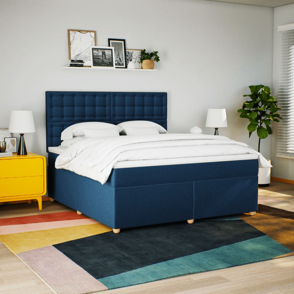 Boxspring met matras stof blauw 180x200 cm is nu te koop bij PeponiXL, paradijselijk wonen!