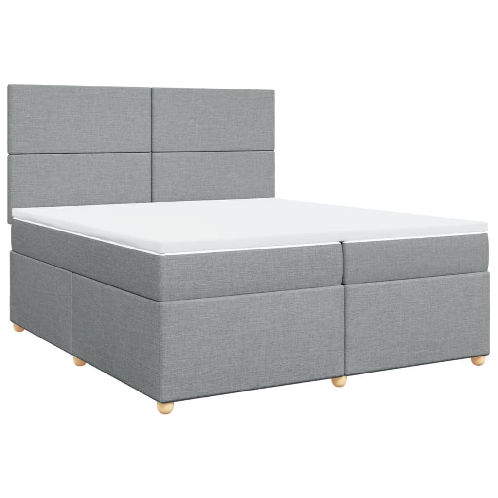 Boxspring met matras stof lichtgrijs 200x200 cm is nu te koop bij PeponiXL, paradijselijk wonen!