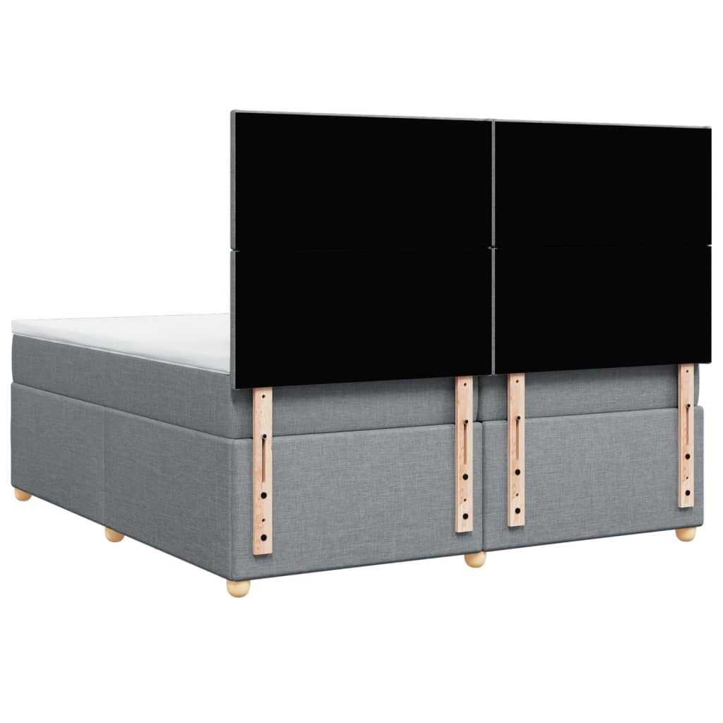 Boxspring met matras stof lichtgrijs 200x200 cm is nu te koop bij PeponiXL, paradijselijk wonen!