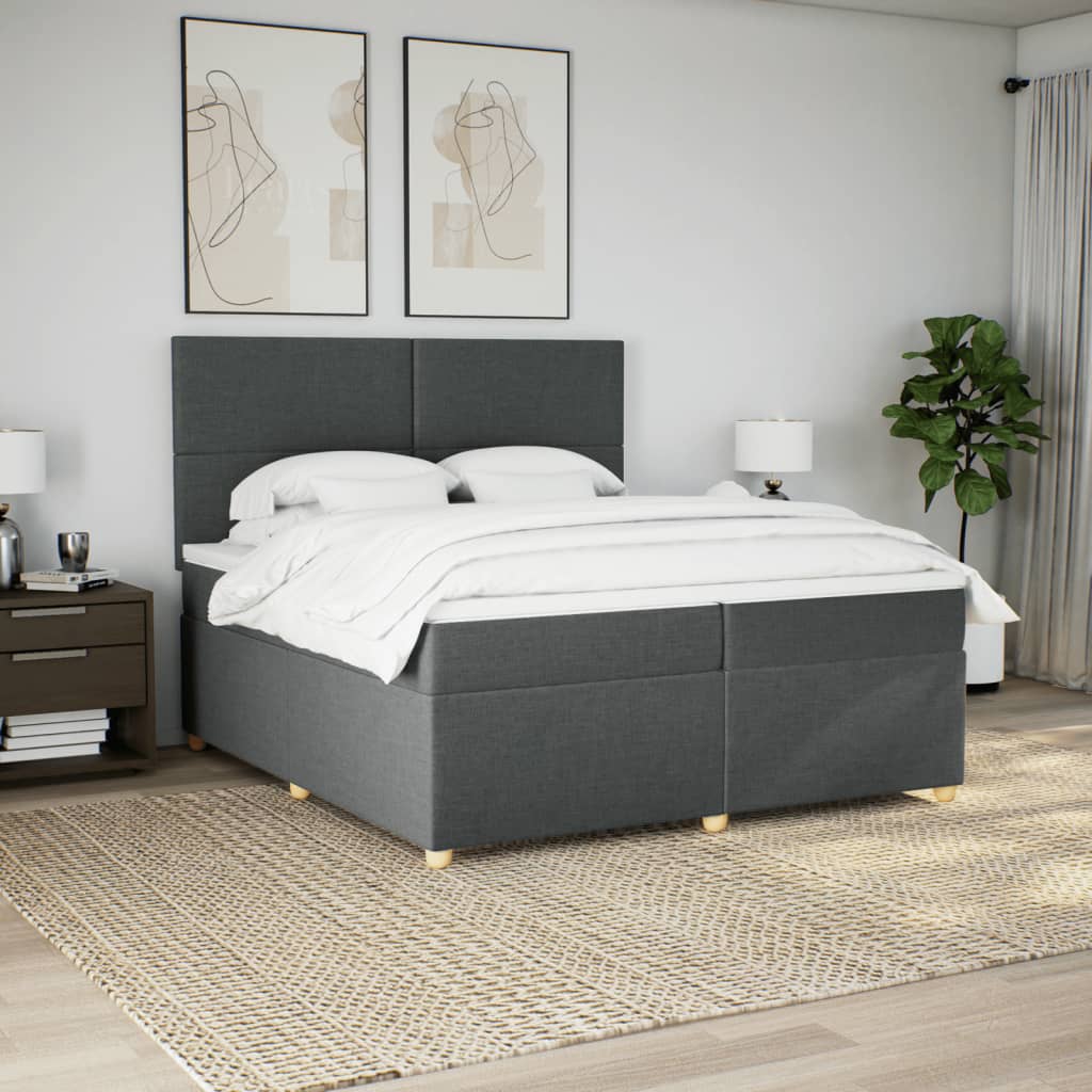 Boxspring met matras stof donkergrijs 200x200 cm is nu te koop bij PeponiXL, paradijselijk wonen!