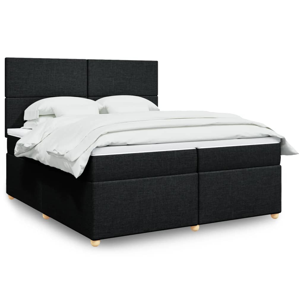 Boxspring met matras stof zwart 200x200 cm is nu te koop bij PeponiXL, paradijselijk wonen!