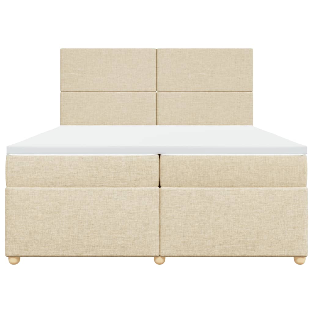 Boxspring met matras stof crèmekleurig 200x200 cm is nu te koop bij PeponiXL, paradijselijk wonen!