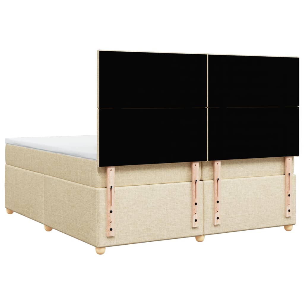Boxspring met matras stof crèmekleurig 200x200 cm is nu te koop bij PeponiXL, paradijselijk wonen!