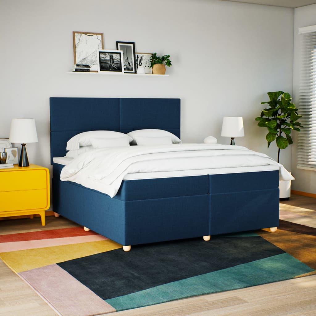 Boxspring met matras stof blauw 200x200 cm is nu te koop bij PeponiXL, paradijselijk wonen!