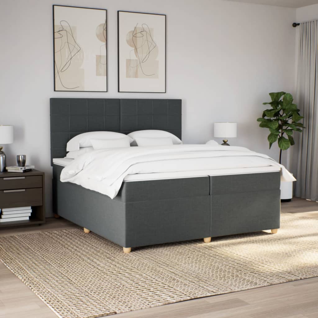 Boxspring met matras stof donkergrijs 200x200 cm is nu te koop bij PeponiXL, paradijselijk wonen!