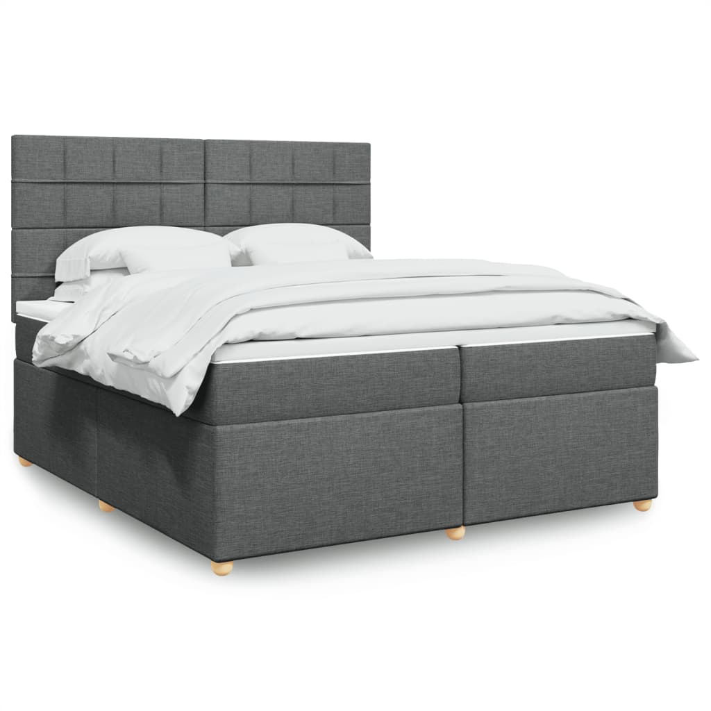 Boxspring met matras stof donkergrijs 200x200 cm is nu te koop bij PeponiXL, paradijselijk wonen!
