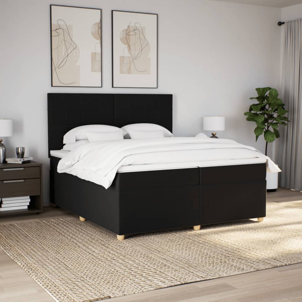 Boxspring met matras stof zwart 200x200 cm is nu te koop bij PeponiXL, paradijselijk wonen!