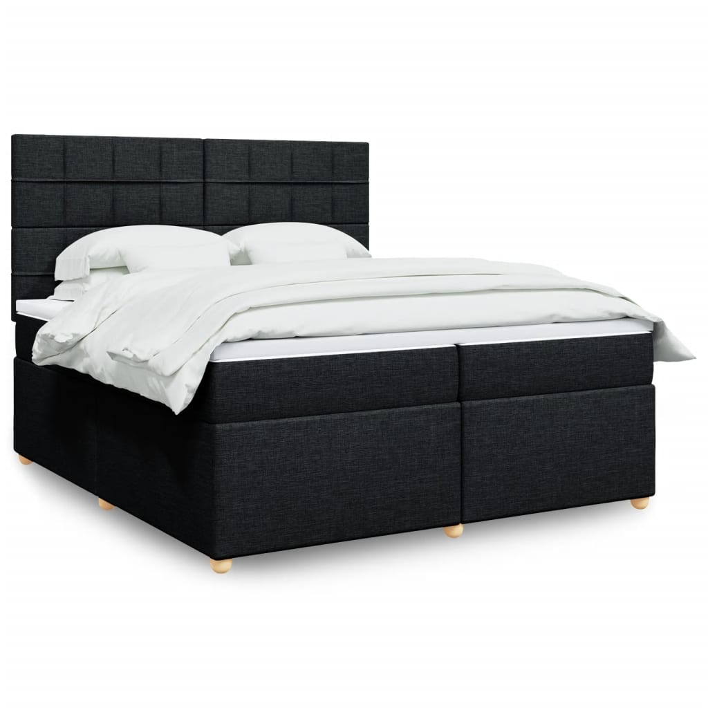 Boxspring met matras stof zwart 200x200 cm is nu te koop bij PeponiXL, paradijselijk wonen!