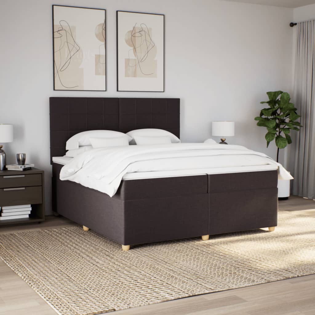 Boxspring met matras stof donkerbruin 200x200 cm is nu te koop bij PeponiXL, paradijselijk wonen!