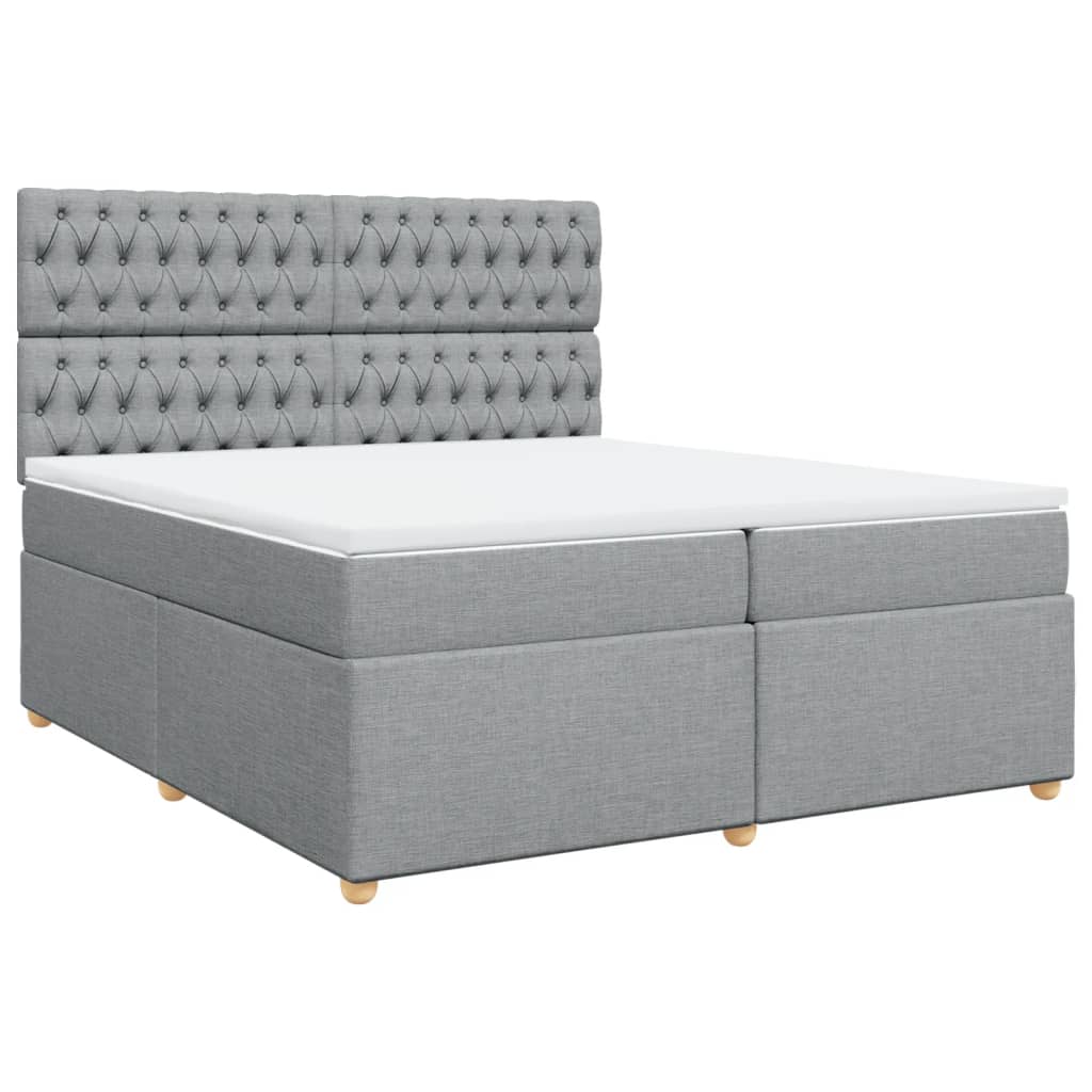 Boxspring met matras stof lichtgrijs 200x200 cm is nu te koop bij PeponiXL, paradijselijk wonen!