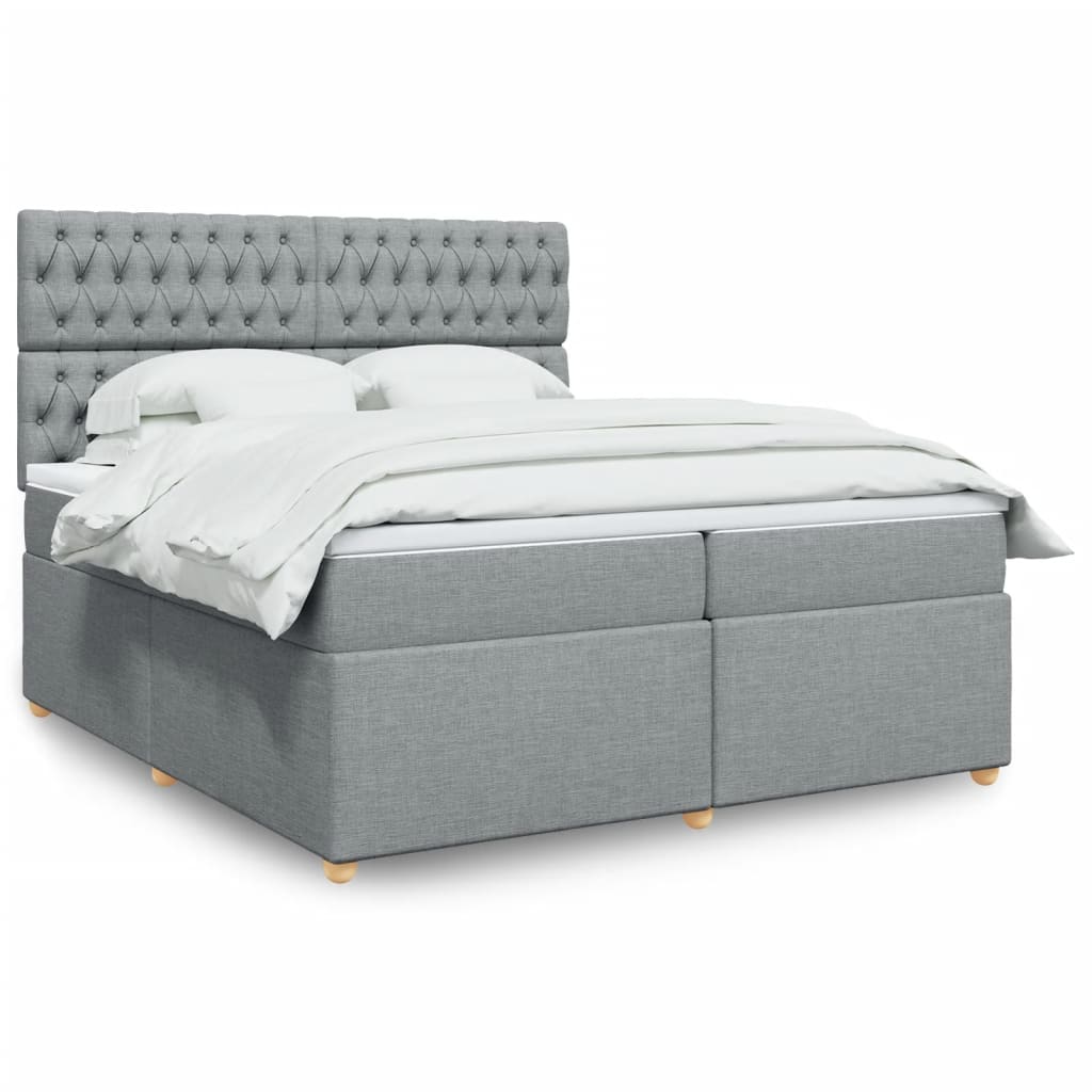 Boxspring met matras stof lichtgrijs 200x200 cm is nu te koop bij PeponiXL, paradijselijk wonen!