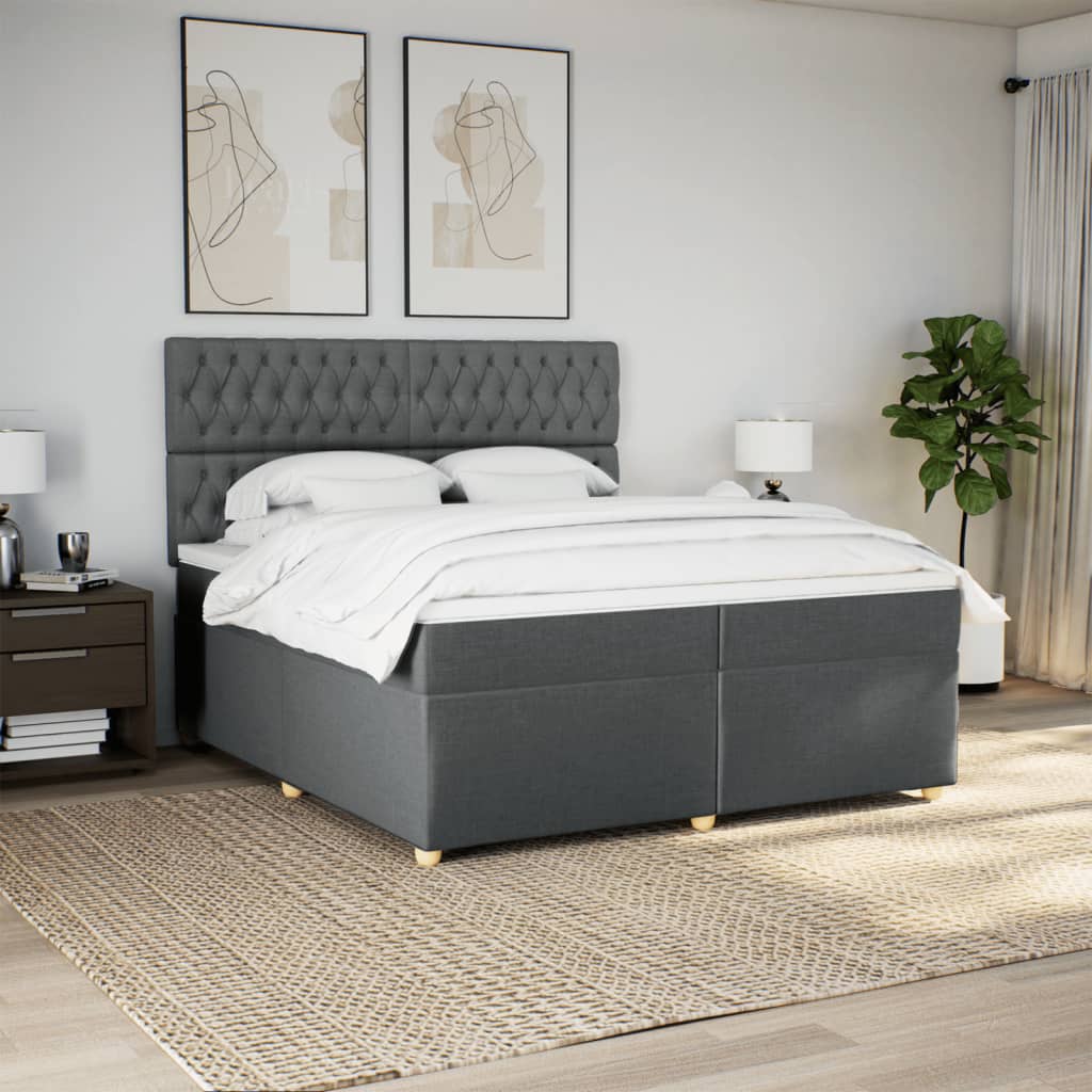 Boxspring met matras stof donkergrijs 200x200 cm is nu te koop bij PeponiXL, paradijselijk wonen!
