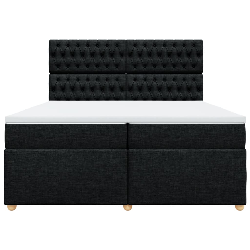 Boxspring met matras stof zwart 200x200 cm is nu te koop bij PeponiXL, paradijselijk wonen!