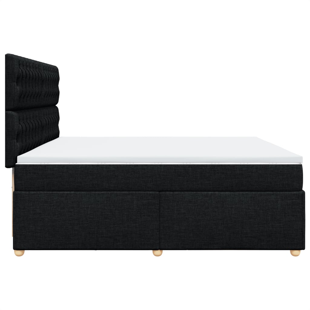 Boxspring met matras stof zwart 200x200 cm is nu te koop bij PeponiXL, paradijselijk wonen!