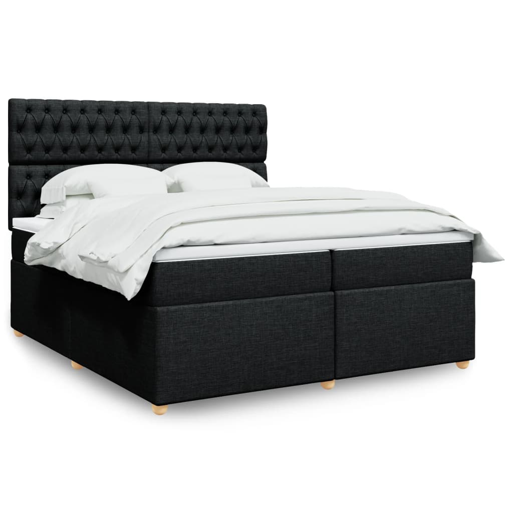 Boxspring met matras stof zwart 200x200 cm is nu te koop bij PeponiXL, paradijselijk wonen!