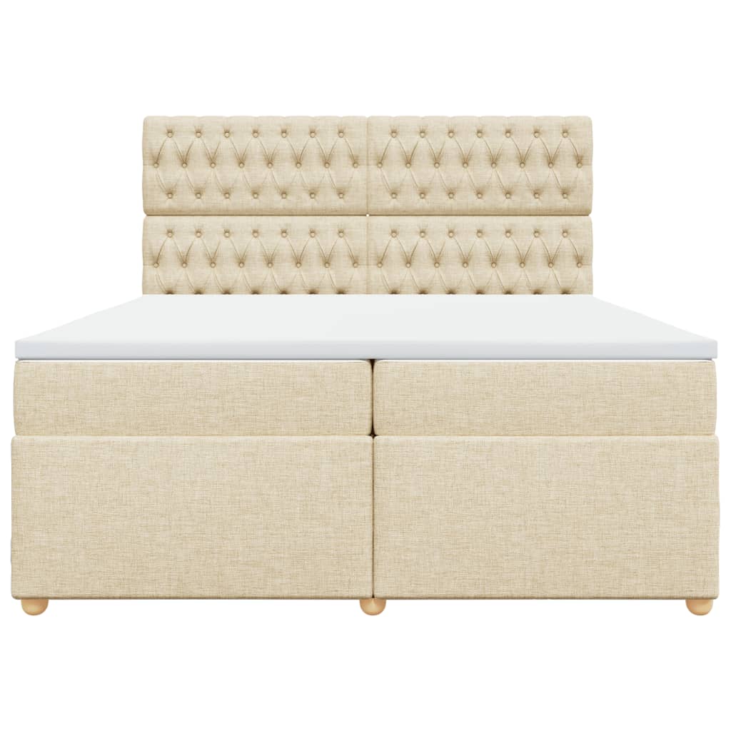 Boxspring met matras stof crèmekleurig 200x200 cm is nu te koop bij PeponiXL, paradijselijk wonen!
