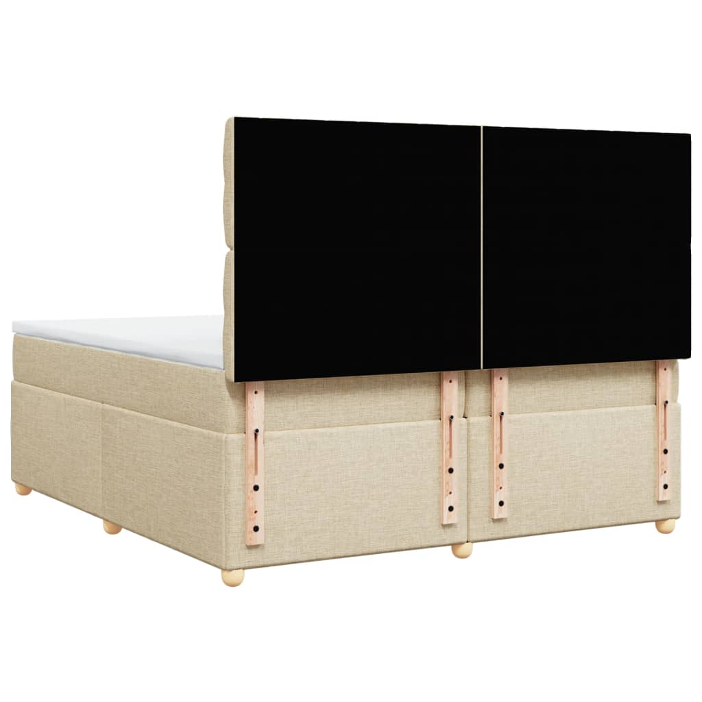 Boxspring met matras stof crèmekleurig 200x200 cm is nu te koop bij PeponiXL, paradijselijk wonen!
