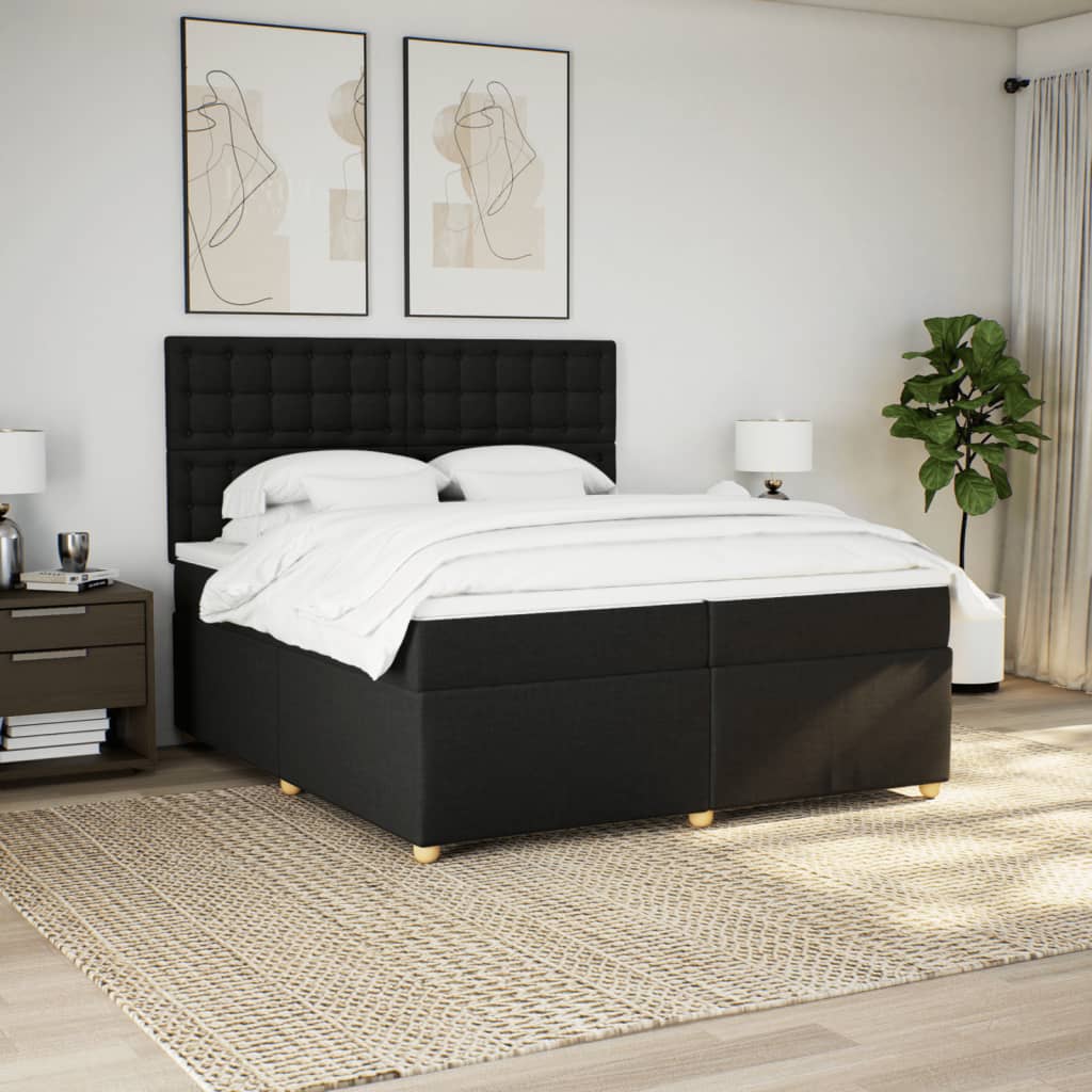 Boxspring met matras stof zwart 200x200 cm is nu te koop bij PeponiXL, paradijselijk wonen!