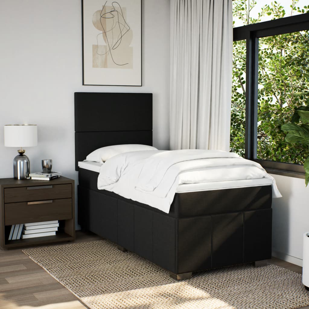 Boxspring met matras stof zwart 80x200 cm is nu te koop bij PeponiXL, paradijselijk wonen!