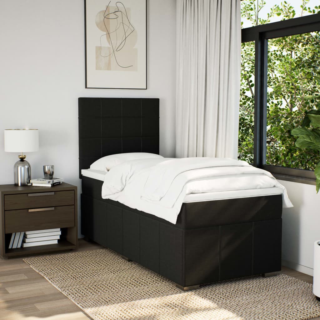 Boxspring met matras stof zwart 80x200 cm is nu te koop bij PeponiXL, paradijselijk wonen!