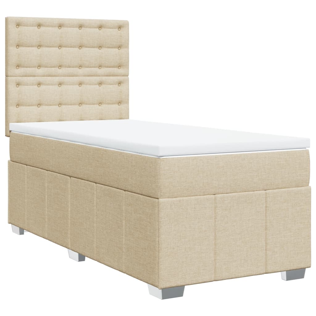 Boxspring met matras stof crèmekleurig 80x200 cm is nu te koop bij PeponiXL, paradijselijk wonen!