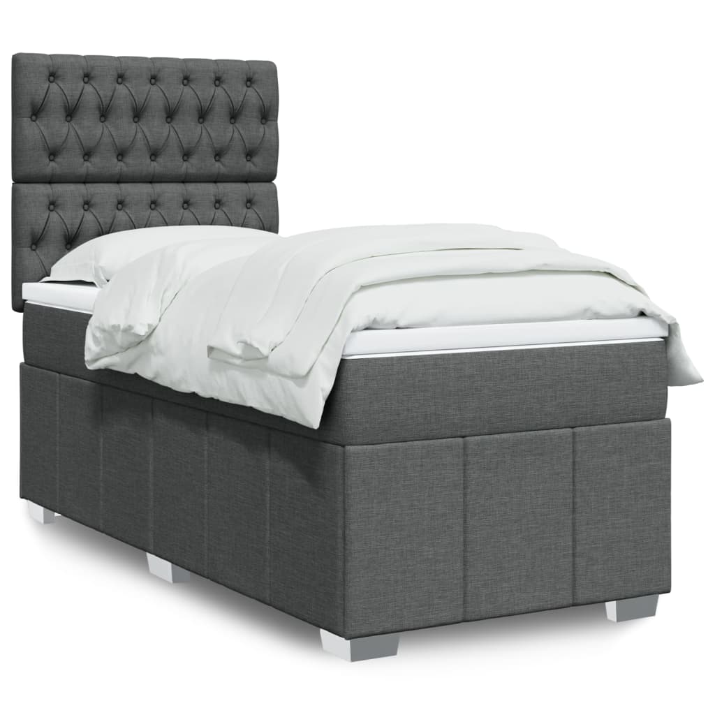 Boxspring met matras stof donkergrijs 90x190 cm is nu te koop bij PeponiXL, paradijselijk wonen!