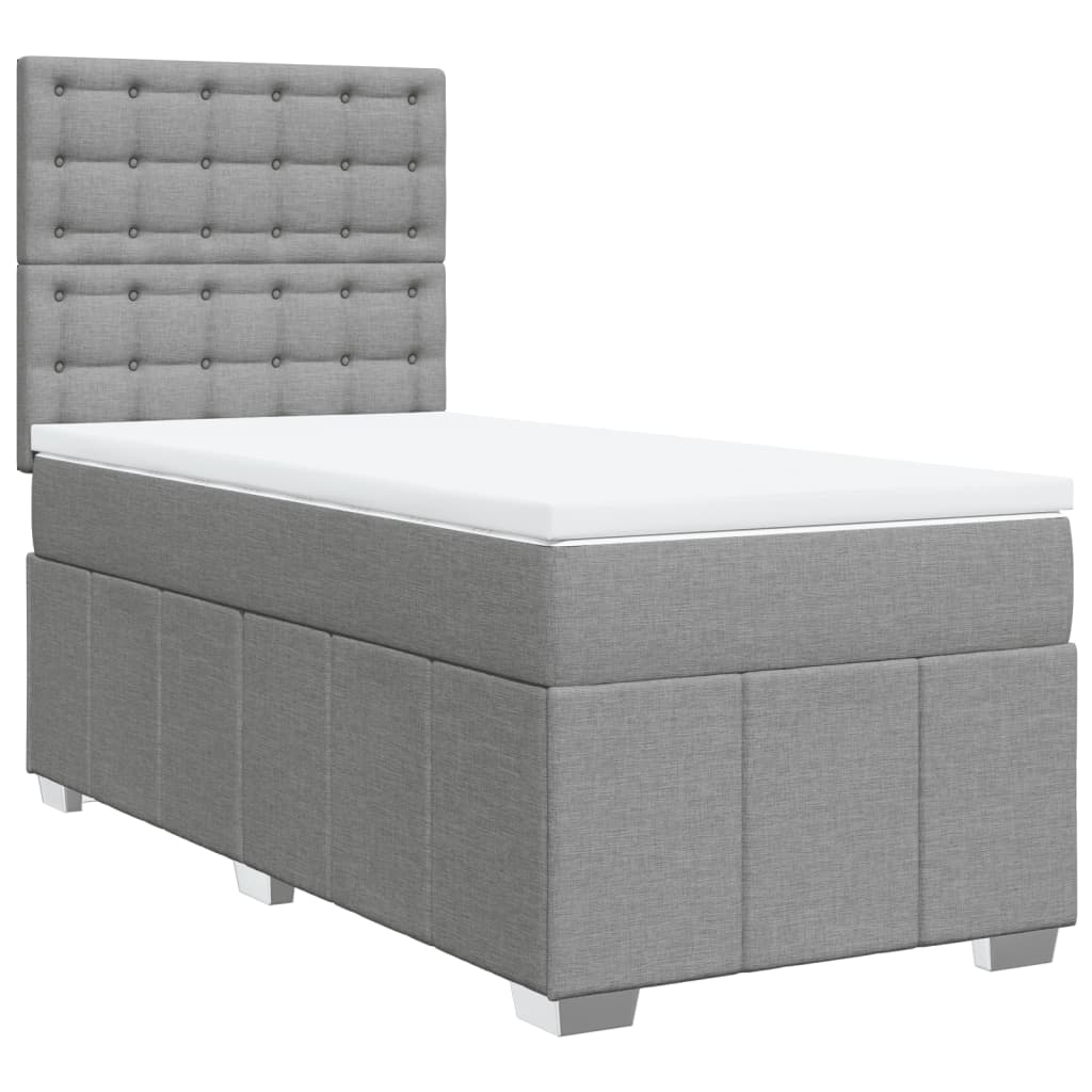 Boxspring met matras stof lichtgrijs 90x190 cm is nu te koop bij PeponiXL, paradijselijk wonen!