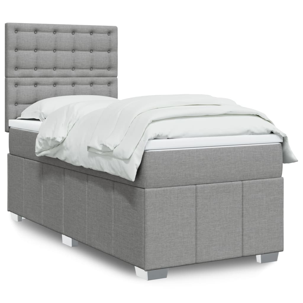 Boxspring met matras stof lichtgrijs 90x190 cm is nu te koop bij PeponiXL, paradijselijk wonen!