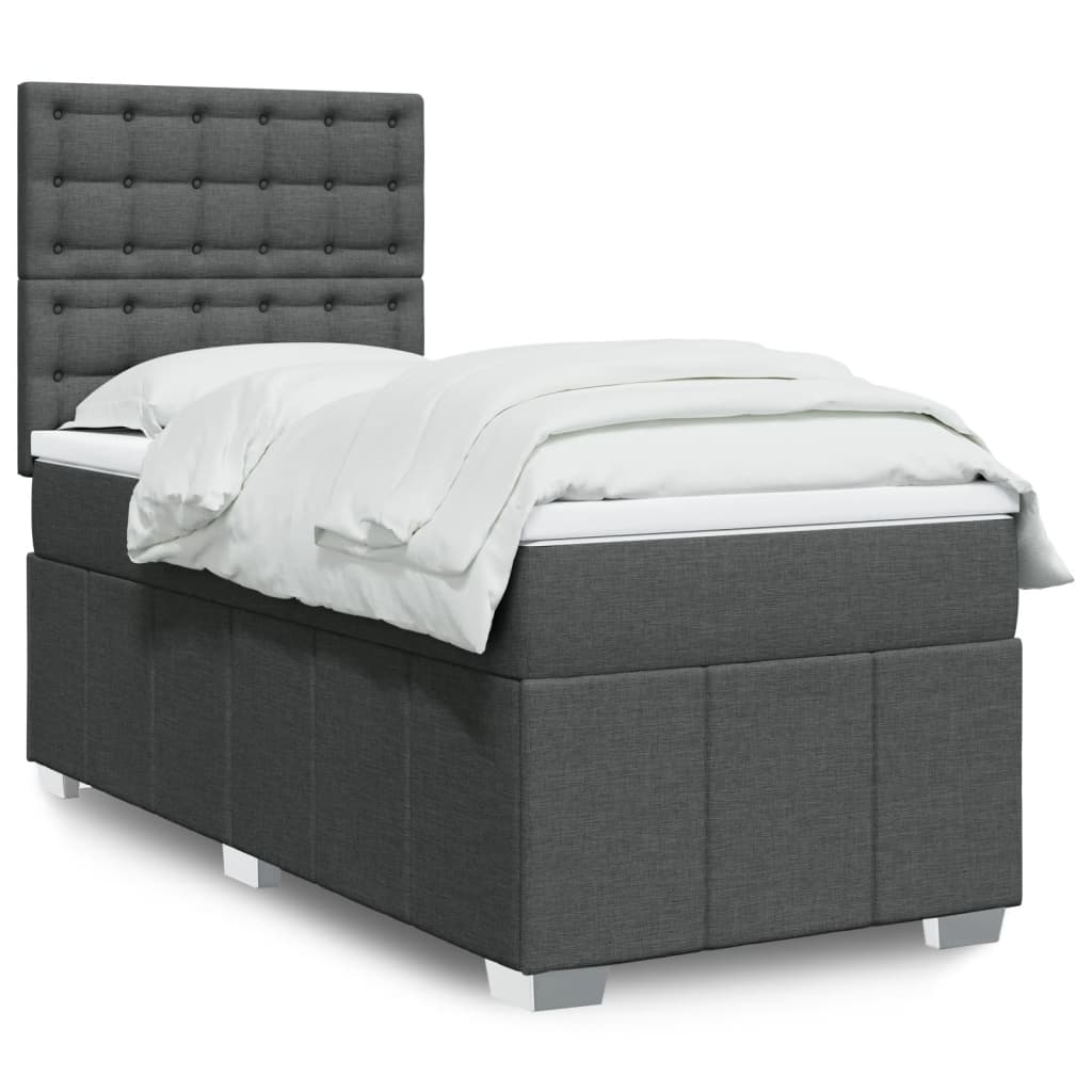 Boxspring met matras stof donkergrijs 90x190 cm is nu te koop bij PeponiXL, paradijselijk wonen!