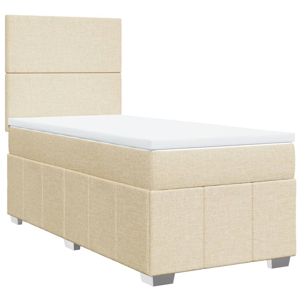 Boxspring met matras stof crèmekleurig 90x200 cm is nu te koop bij PeponiXL, paradijselijk wonen!