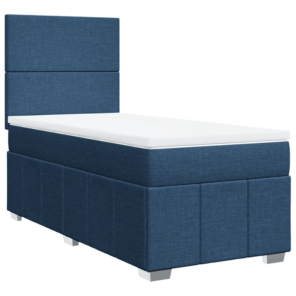 Boxspring met matras stof blauw 90x200 cm is nu te koop bij PeponiXL, paradijselijk wonen!