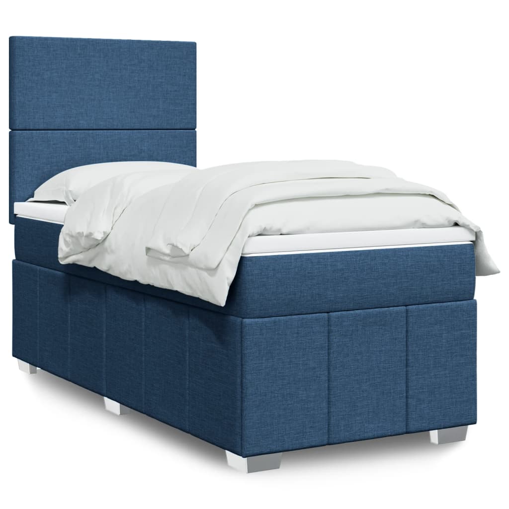 Boxspring met matras stof blauw 90x200 cm is nu te koop bij PeponiXL, paradijselijk wonen!