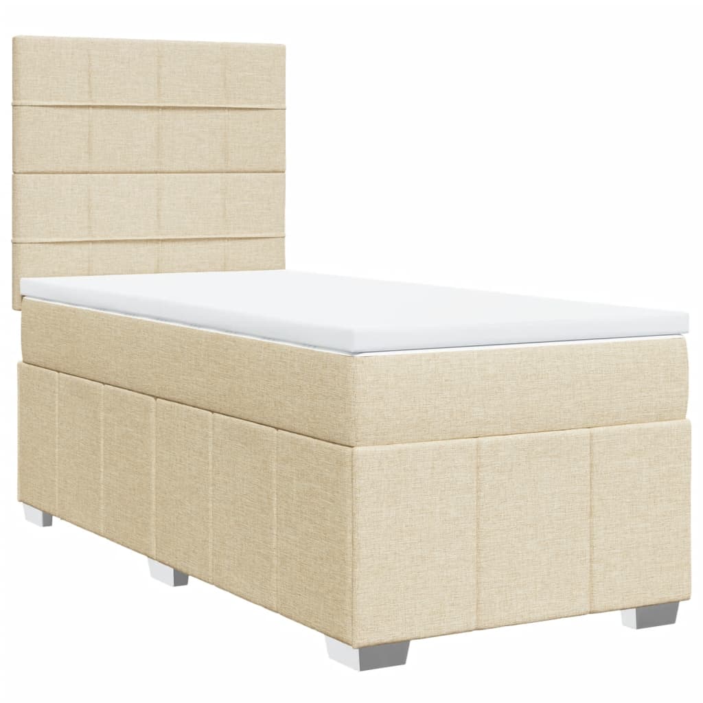 Boxspring met matras stof crèmekleurig 90x200 cm is nu te koop bij PeponiXL, paradijselijk wonen!