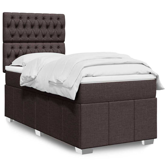 Boxspring met matras stof donkerbruin 90x200 cm is nu te koop bij PeponiXL, paradijselijk wonen!