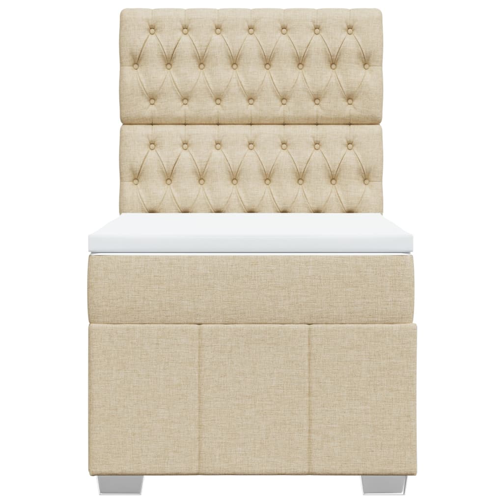 Boxspring met matras stof crèmekleurig 90x200 cm is nu te koop bij PeponiXL, paradijselijk wonen!
