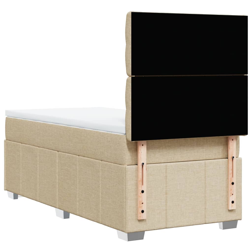 Boxspring met matras stof crèmekleurig 90x200 cm is nu te koop bij PeponiXL, paradijselijk wonen!