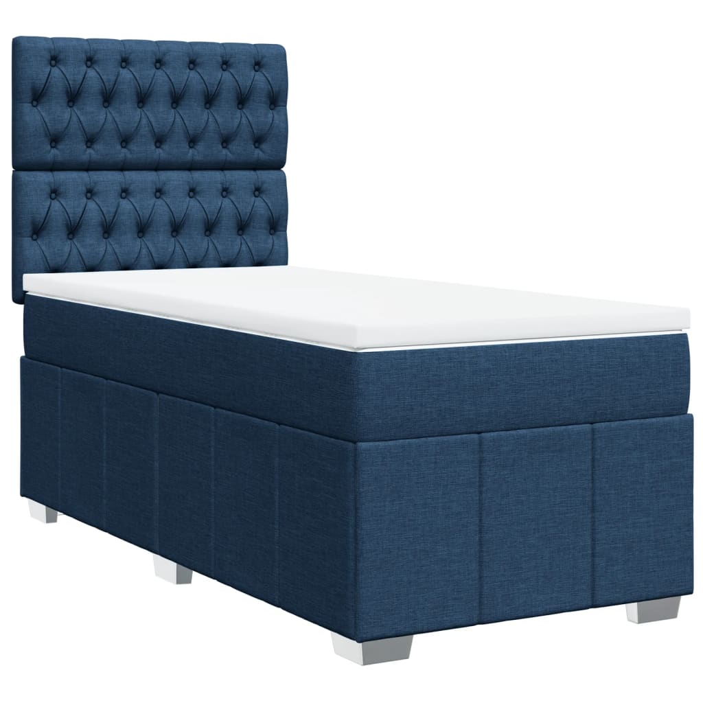 Boxspring met matras stof blauw 90x200 cm is nu te koop bij PeponiXL, paradijselijk wonen!