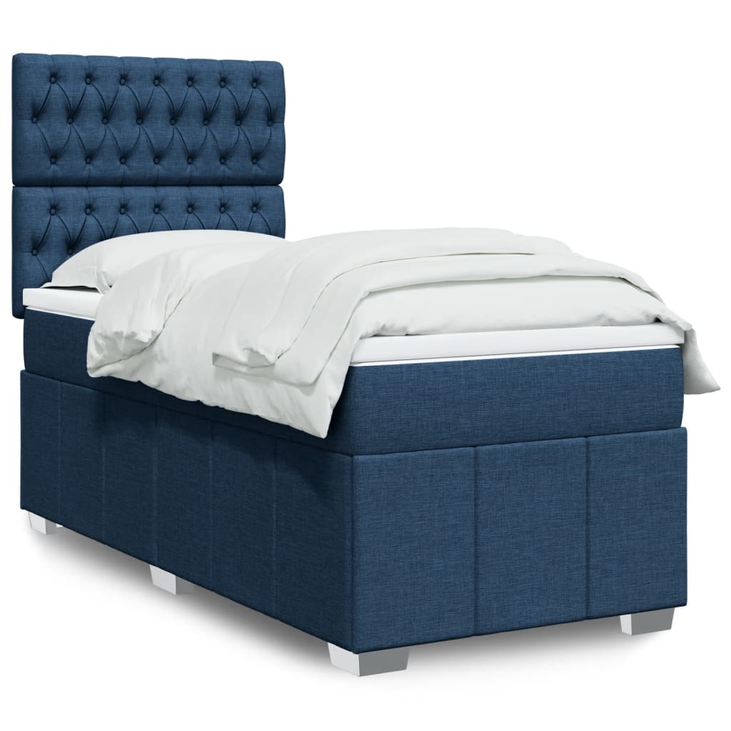 Boxspring met matras stof blauw 90x200 cm is nu te koop bij PeponiXL, paradijselijk wonen!