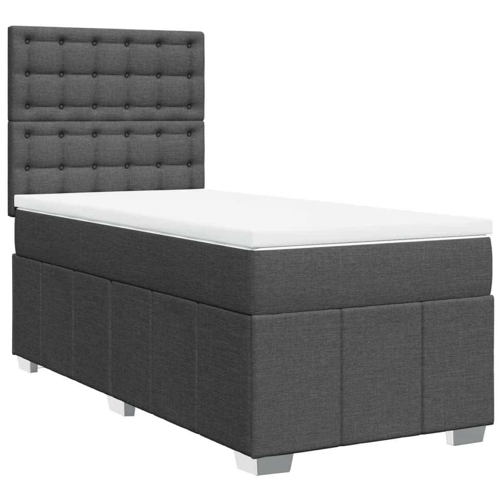 Boxspring met matras stof donkergrijs 90x200 cm is nu te koop bij PeponiXL, paradijselijk wonen!
