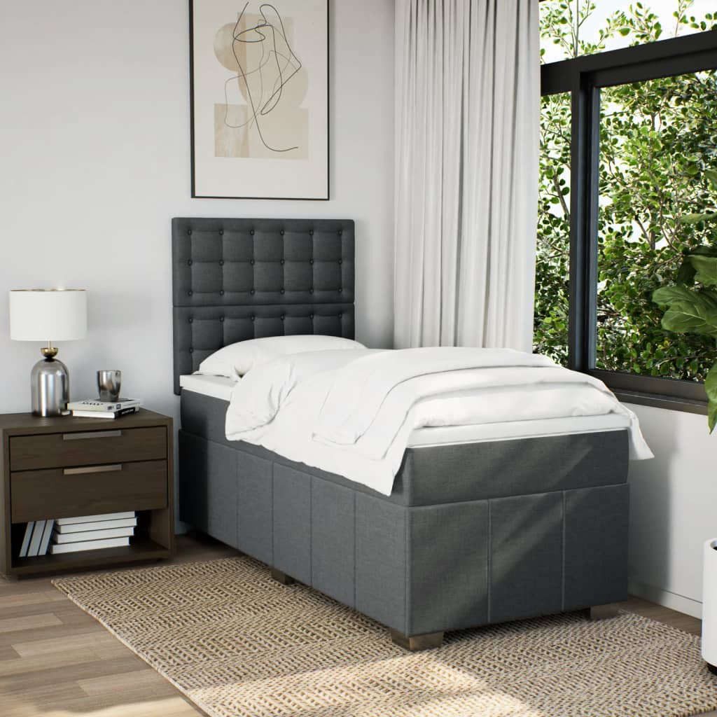 Boxspring met matras stof donkergrijs 90x200 cm is nu te koop bij PeponiXL, paradijselijk wonen!