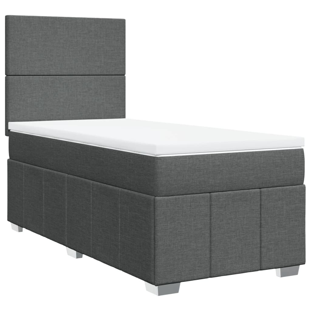 Boxspring met matras stof donkergrijs 100x200 cm is nu te koop bij PeponiXL, paradijselijk wonen!