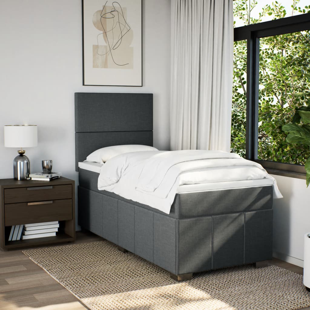 Boxspring met matras stof donkergrijs 100x200 cm is nu te koop bij PeponiXL, paradijselijk wonen!
