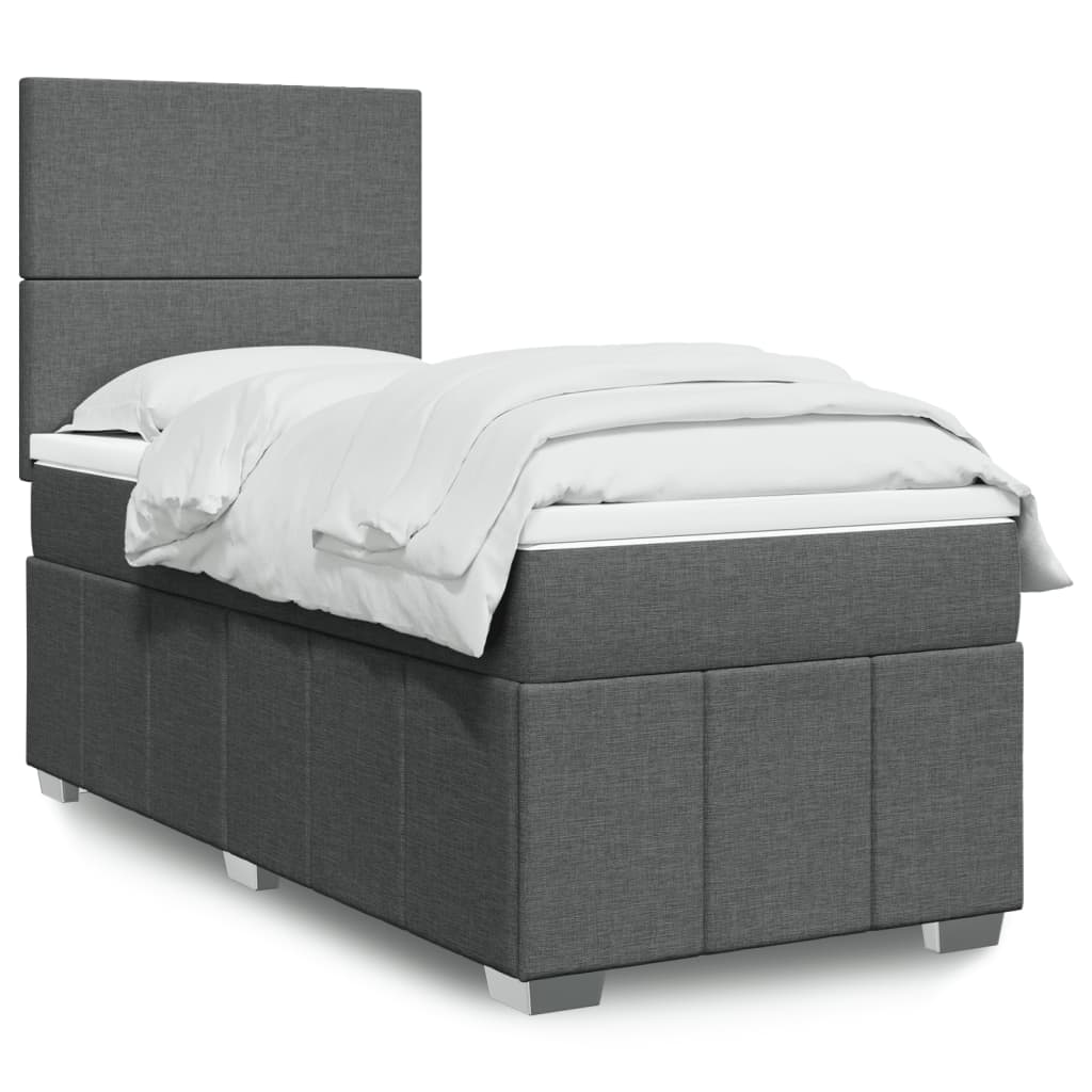 Boxspring met matras stof donkergrijs 100x200 cm is nu te koop bij PeponiXL, paradijselijk wonen!