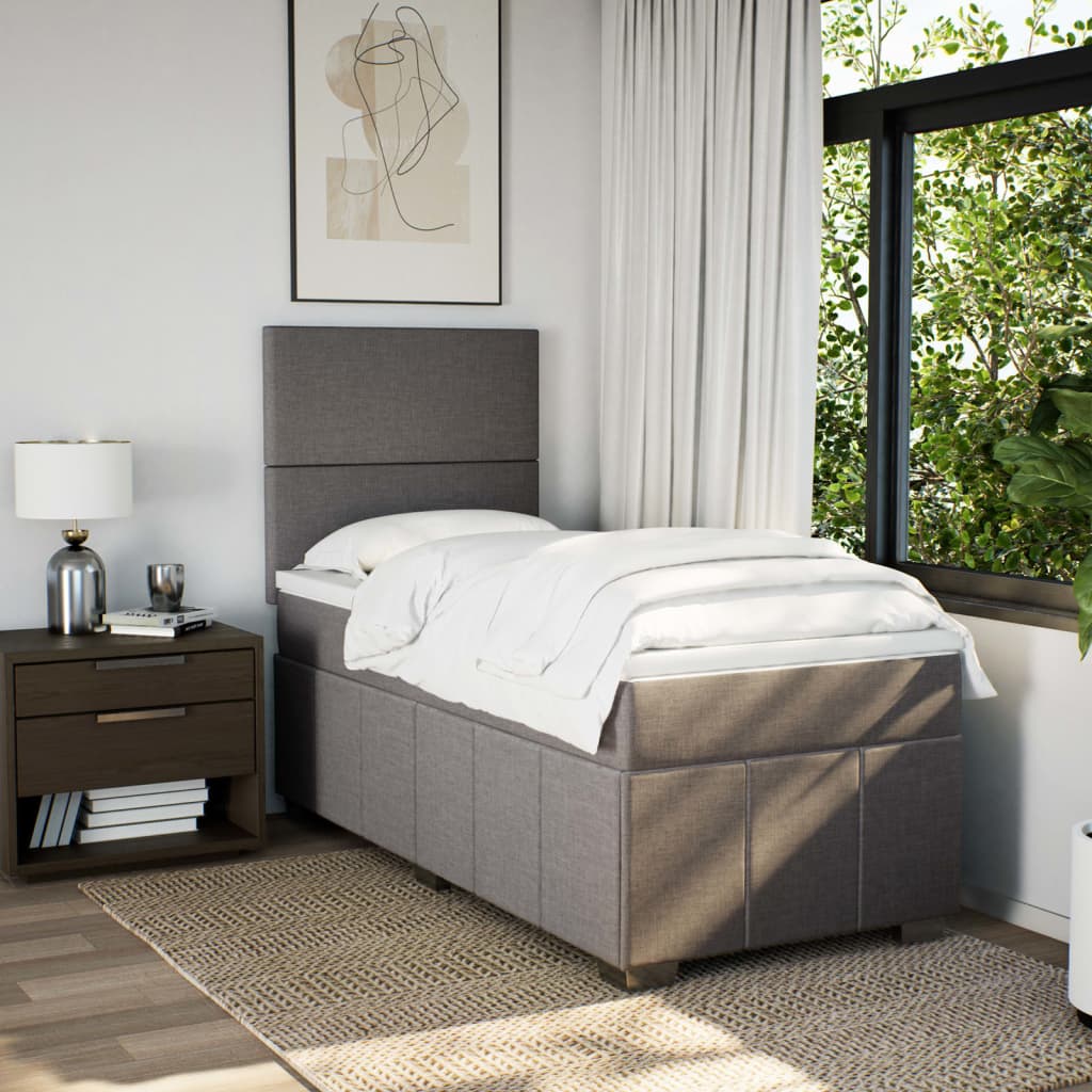 Boxspring met matras stof taupe 100x200 cm is nu te koop bij PeponiXL, paradijselijk wonen!