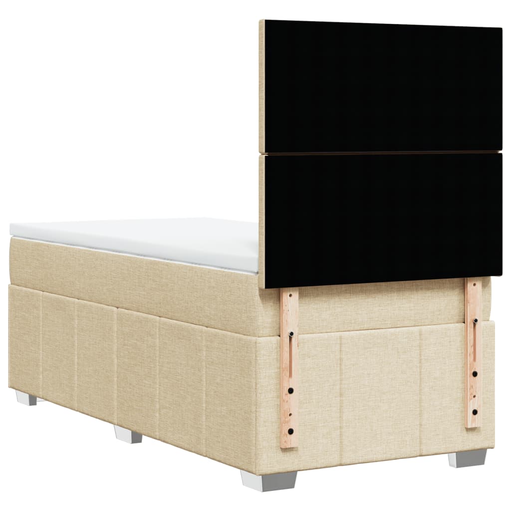 Boxspring met matras stof crèmekleurig 100x200 cm is nu te koop bij PeponiXL, paradijselijk wonen!