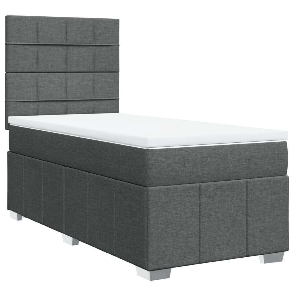 Boxspring met matras stof donkergrijs 100x200 cm is nu te koop bij PeponiXL, paradijselijk wonen!