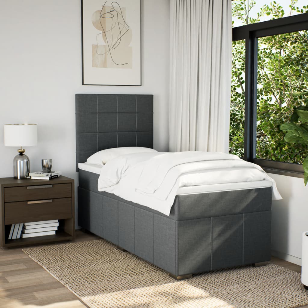 Boxspring met matras stof donkergrijs 100x200 cm is nu te koop bij PeponiXL, paradijselijk wonen!